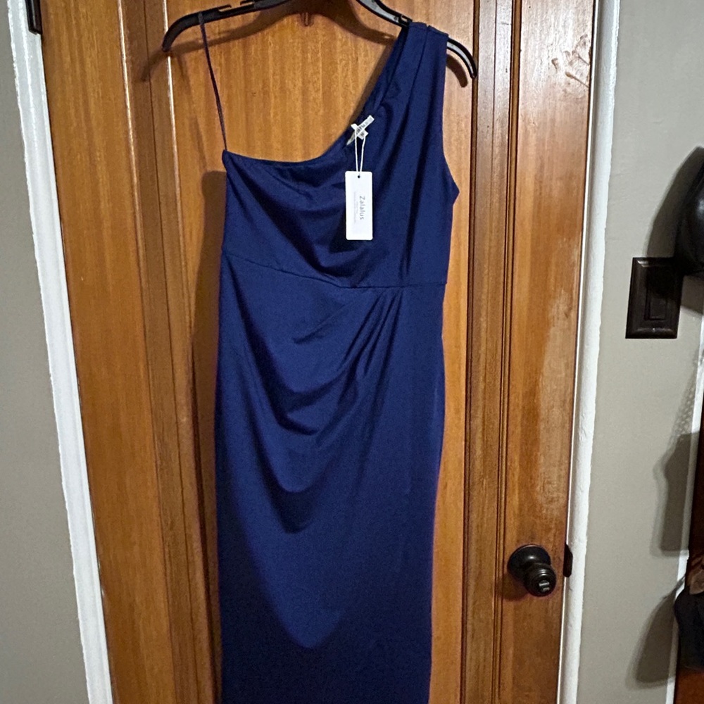 Elegant Navy One-Shoulder Dress